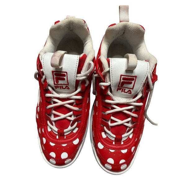 Fila Disrupter 2 Womens Red & White Polka Dot Chunky Sneakers EU 39 / US 8 Read - Picture 1 of 14
